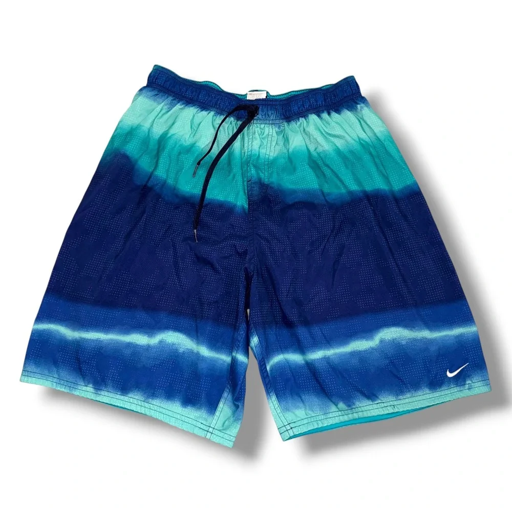 Nike Swim Trunks Men XXL Blue Teal Tie Dye Board Shorts NESSA576
